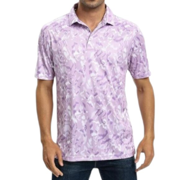 Men's JOYMASAR Short Sleeve Performance Print Golf Shirt Size Medium - Picture 1 of 8